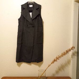 NWT Sleeveless Charcoal Gray Sea Wool Coat -Made from Oyster Shell! Quiet Luxury